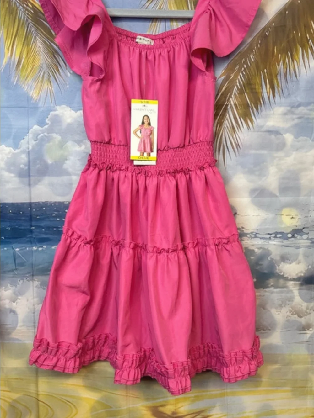 Habitual Hot Pink Ruffle Tiered Dress for Girls